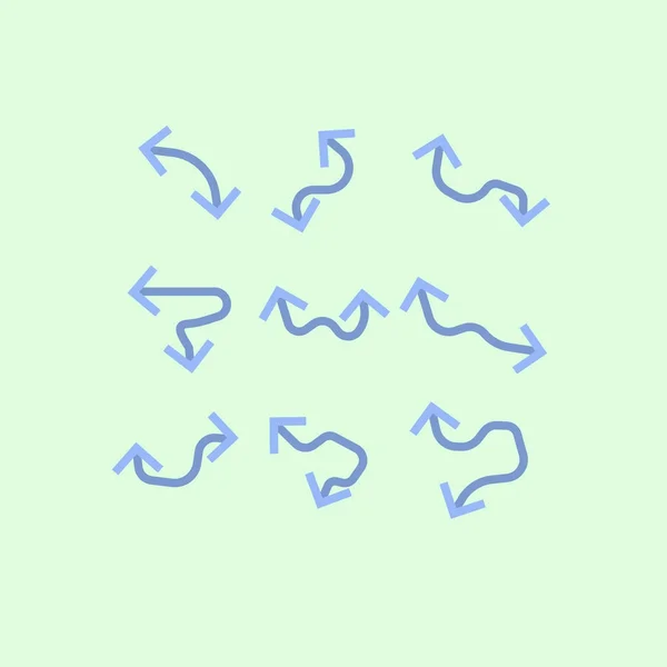 Pfeil blau gesetzt Symbol auf blauem Hintergrund. Vektorillustration. Web — Stockvektor