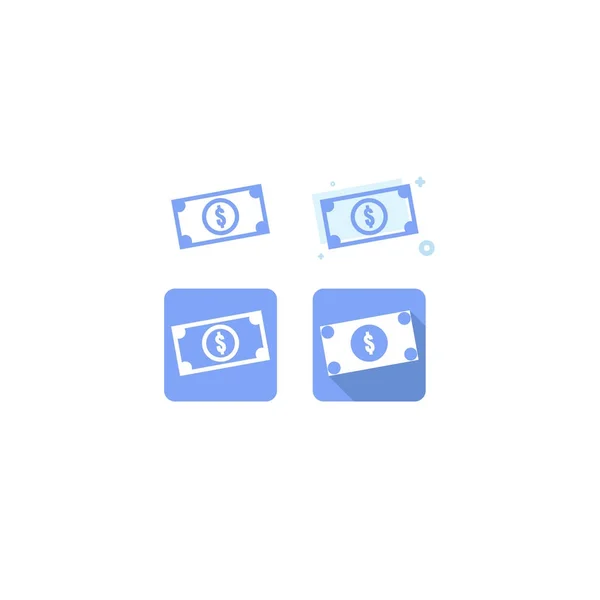 Money dollar pack blue icon set design. on white background. vec — Stock Vector
