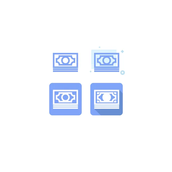 Money dollar pack blue icon set design. on white background. vec — Stock Vector