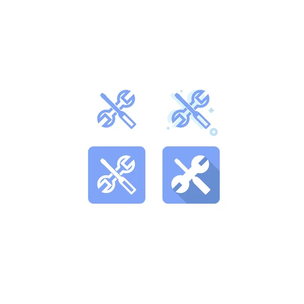 Mechanické nástroje modrá ikona. Klíč šroubu řidič mechanik. na bílém pozadí — Stockový vektor