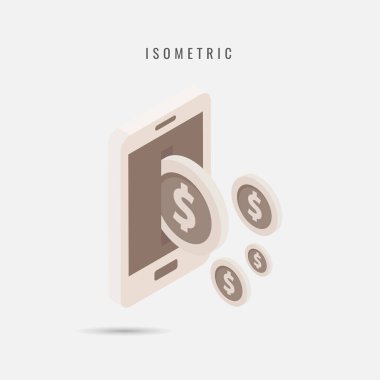 izometrik. Mobil para transferi, vektör simge stil simgesidir