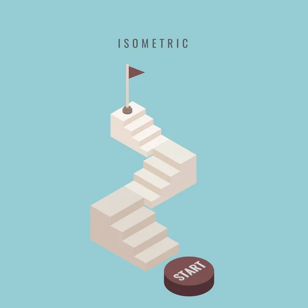 izometrik. simge. Set merdiven 3d beton. Merdiven isol kadar boş