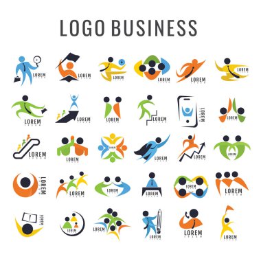 Logo iş kişi özel koleksiyon. Serbest form. sembolü. Abstra