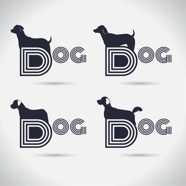 Logotipo perro logo colección. animal. fuente. Forma libre. símbolo. Abstra — Vector de stock