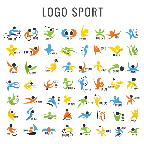 Logo sport Design Collection. Forme libre. Le sport normal des gens. D — Image vectorielle