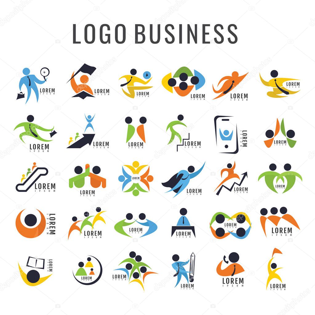 Logo Business person Design Collection. Freeform. symbol. Abstra