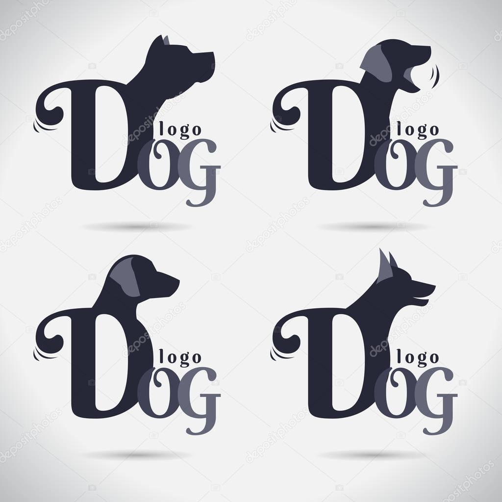 Logo dog logo Collection. animal. font. Freeform. symbol. Abstract. vector illustration. on white background