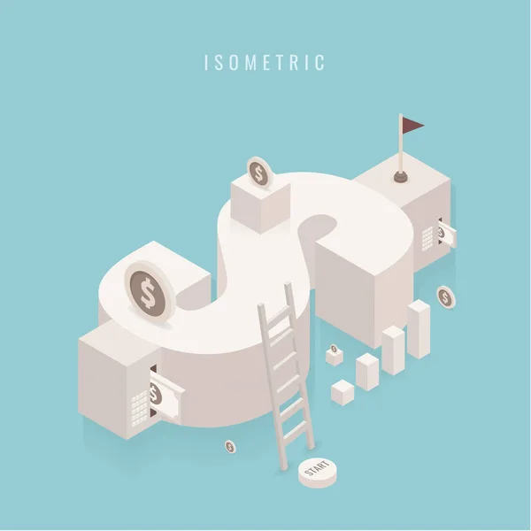 izometrik. Para transferi. 3D. vektör çizim. üzerinde mavi arka plan