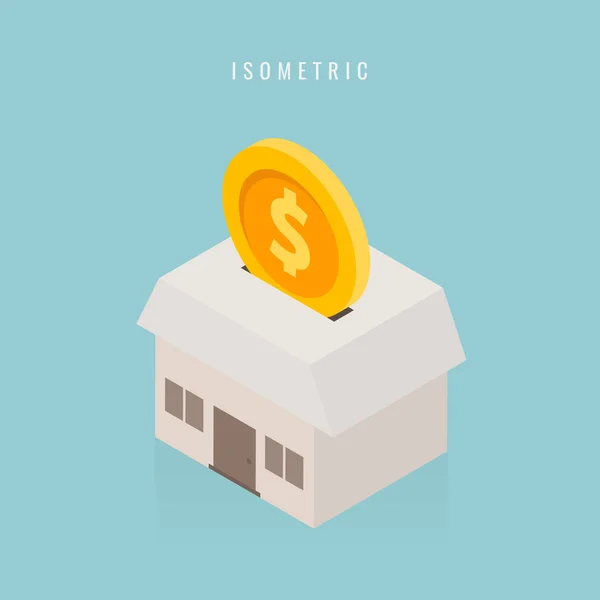 izometrik. Para transferi. 3D. vektör çizim. üzerinde mavi arka plan