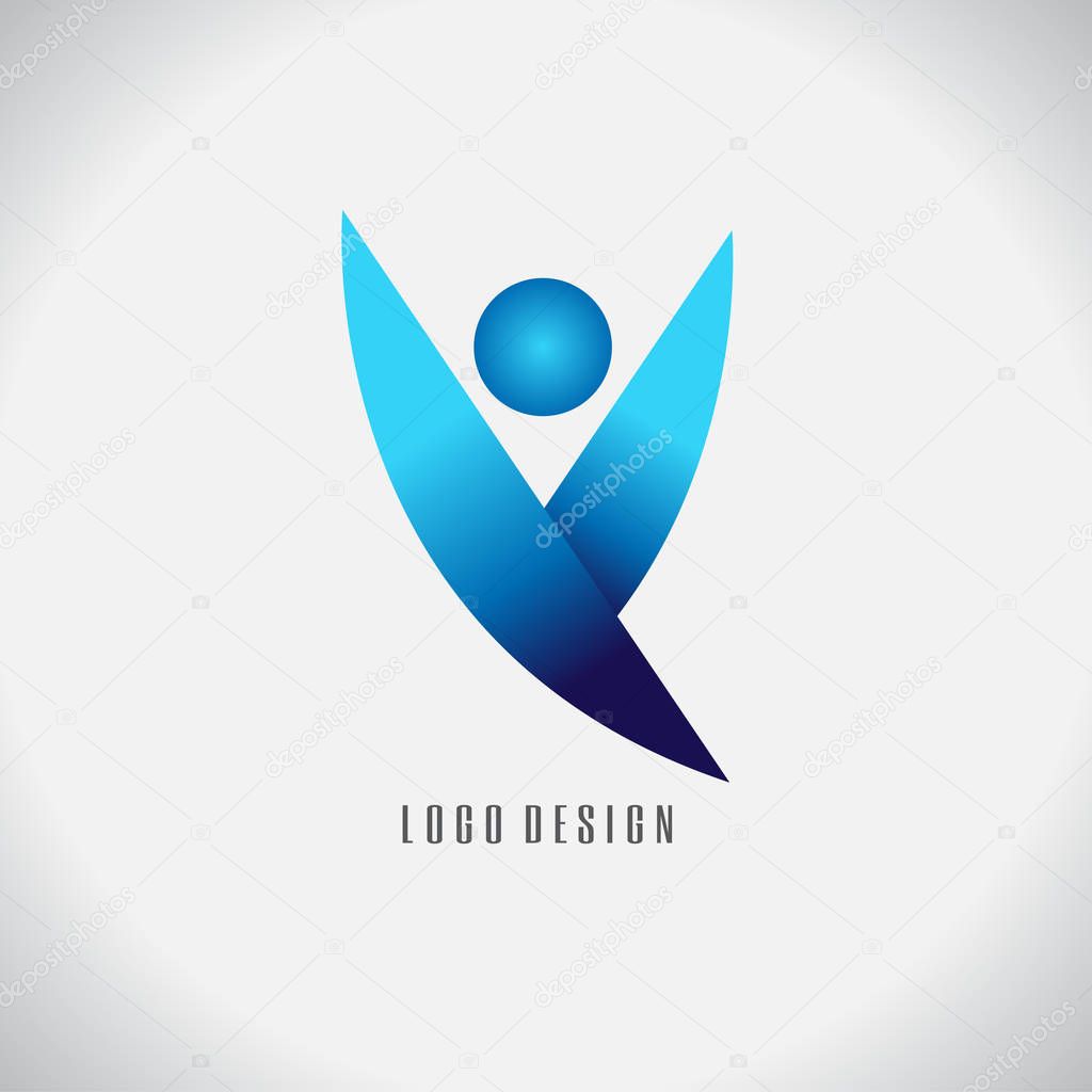 Logo businessman blue Set design. vector on white background
