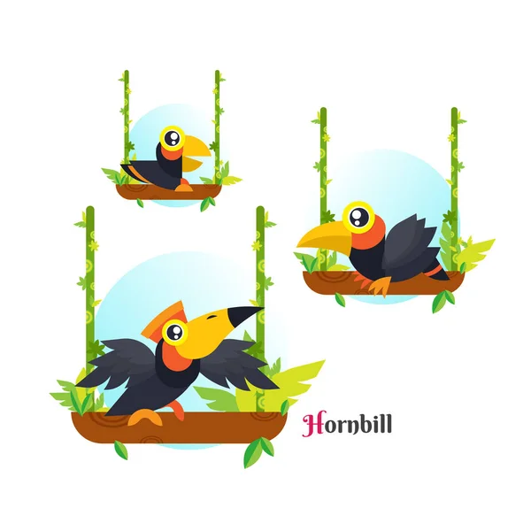Toucan Bird vector illustration on white background. Hornbill. l — Stock Vector