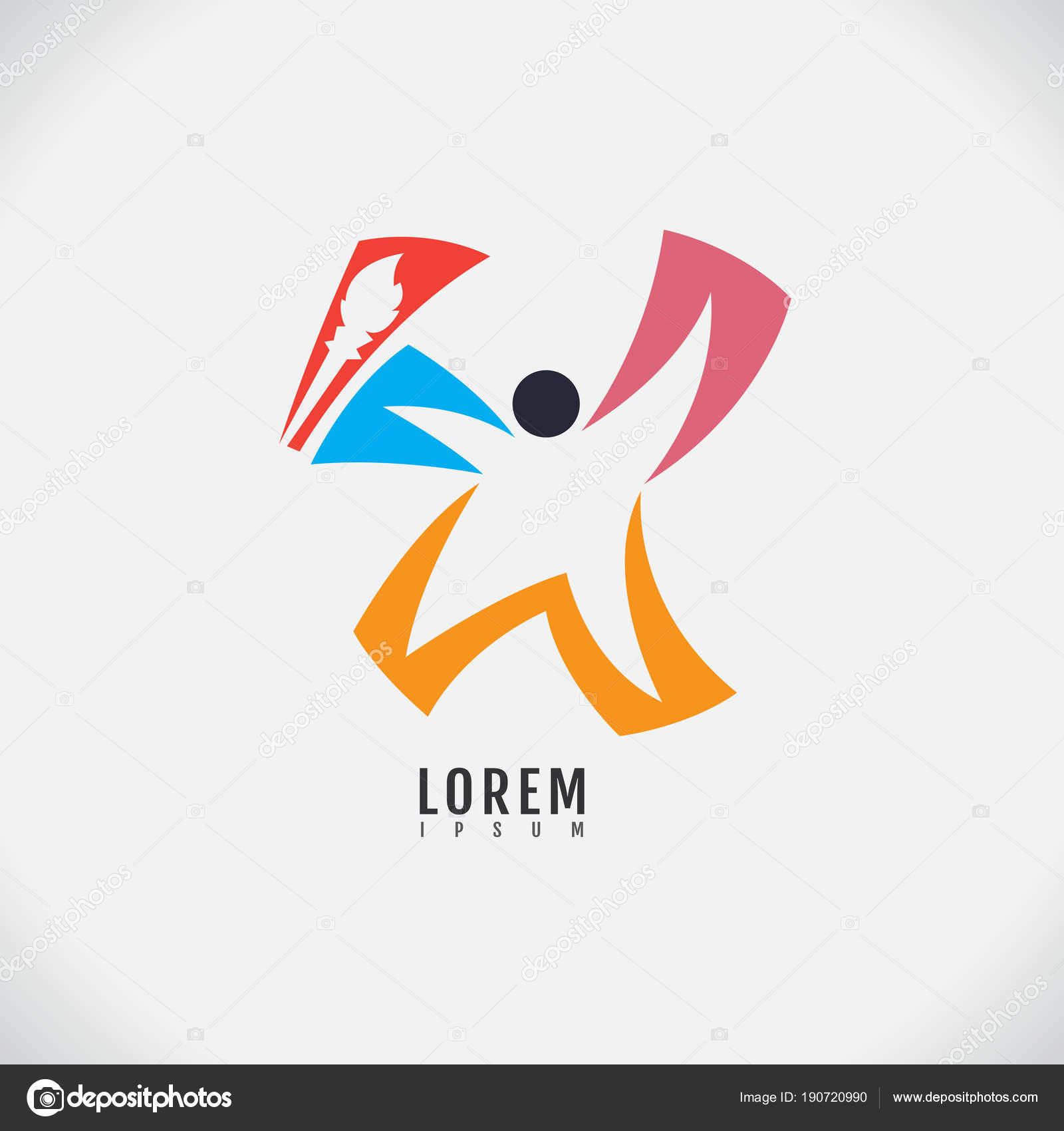 Vector image of an Torch Relay human design on white background. Stock