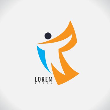 Beyaz zemin üzerinde bir insan tasarım vektör görüntüsü. Spor, logo