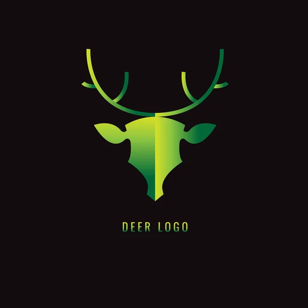 Cerf Gradient vert sur fond sombre. logo. symbole. vecteur — Image vectorielle