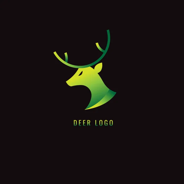 Cerf Gradient vert sur fond sombre. logo. symbole. vecteur — Image vectorielle