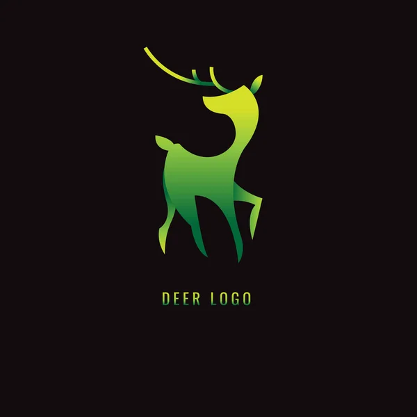 Cerf Gradient vert sur fond sombre. logo. symbole. vecteur — Image vectorielle