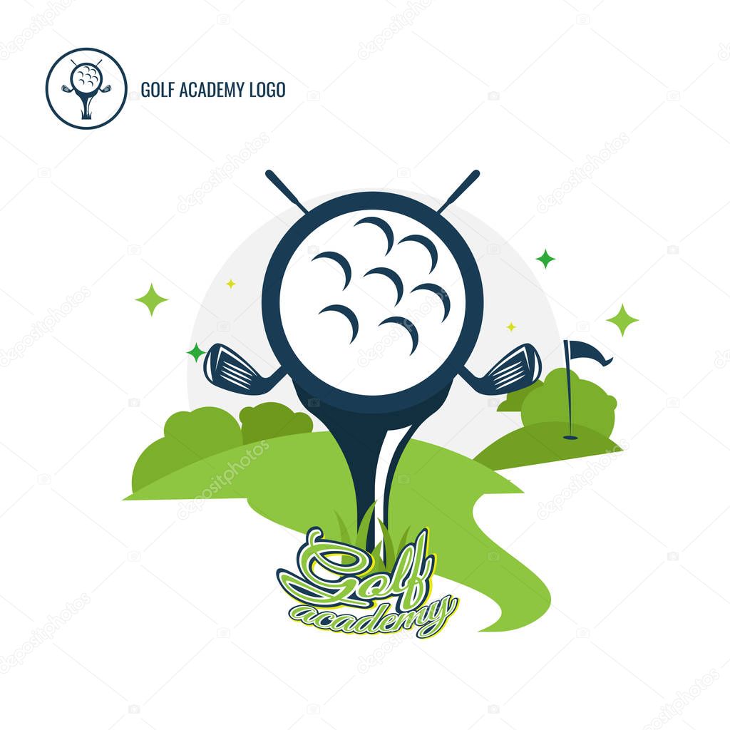 Set of golf club logos Design Collection. Freeform. Normal people's sport. symbol. Abstract. vector illustration. on white background. Championship. Academy. Training Center. green. flag. hole in one. hole. seal. Golf Ball Set
