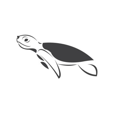 Beyaz arka planda Siyah Kaplumbağa Tasarımı Vektörü. Sürüngen. Hayvanlar. Deniz yaratıkları. resimleme.