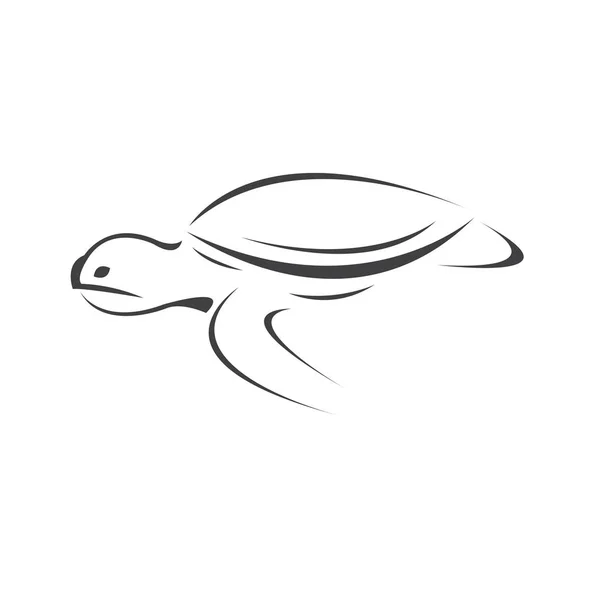 白地に亀のベクトル黒のデザイン 爬虫類だ 動物だ 海の生き物 イラスト — ストックベクタ