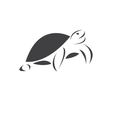 Beyaz arka planda Siyah Kaplumbağa Tasarımı Vektörü. Sürüngen. Hayvanlar. Deniz yaratıkları. resimleme.