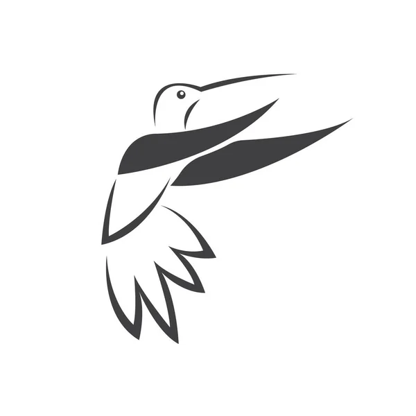 白色背景上的矢量图像蜂鸟的设计 图标符号 解说员黑人和白人 — 图库矢量图片