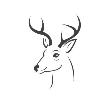 Geyik logosu tasarımı vektör çizimi. Beyaz arka planda. Sembol. İkonum. Vahşi Hayvanlar