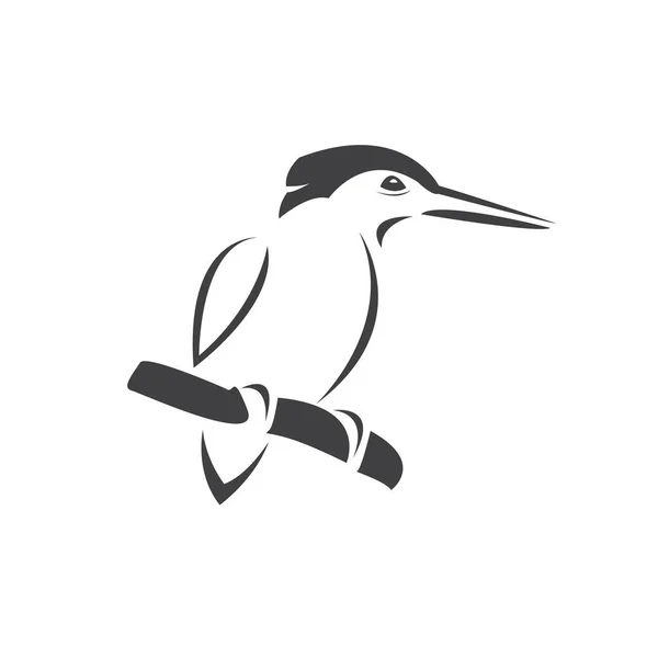 Vecteur Martin Pêcheur Noir Sur Fond Blanc Bird Design Icône — Image vectorielle