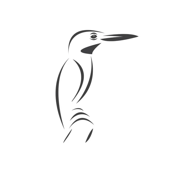 Vecteur Martin Pêcheur Noir Sur Fond Blanc Bird Design Icône — Image vectorielle