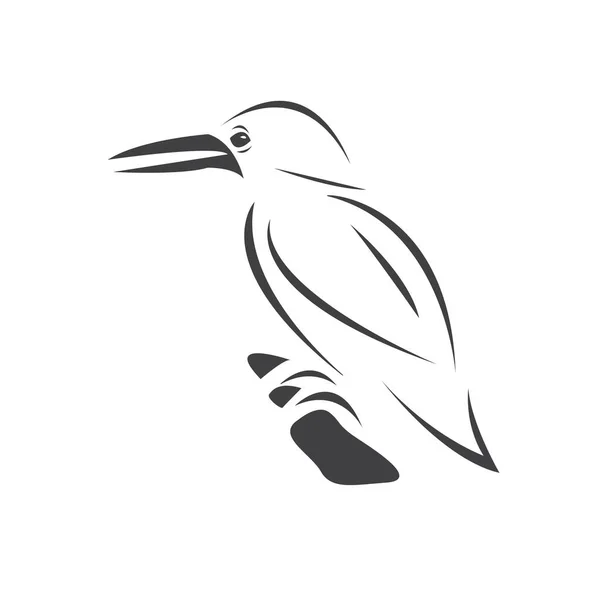 Vector Martín Pescador Negro Sobre Fondo Blanco Diseño Aves Icono — Archivo Imágenes Vectoriales