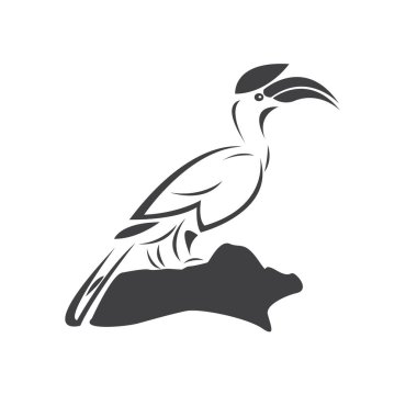 Boynuz gagalı Siyah Tasarım Vektörü. Vahşi Hayvan. Kuş. Kolay düzenlenebilir vektör çizimi. beyaz arkaplan