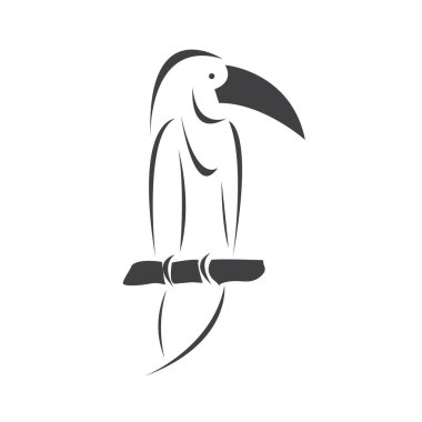 Boynuz gagalı Siyah Tasarım Vektörü. Vahşi Hayvan. Kuş. Kolay düzenlenebilir vektör çizimi. beyaz arkaplan