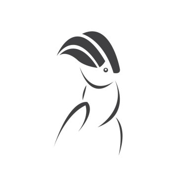 Boynuz gagalı Siyah Tasarım Vektörü. Vahşi Hayvan. Kuş. Kolay düzenlenebilir vektör çizimi. beyaz arkaplan