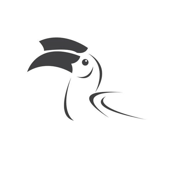 Vector Hornbill Design Noir Animal Sauvage Oiseau Illustration Vectorielle Couches — Image vectorielle