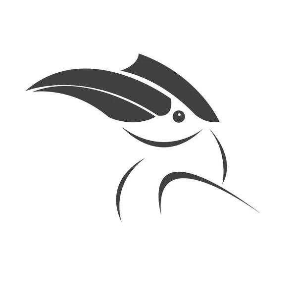 Vector Hornbill Design Noir Animal Sauvage Oiseau Illustration Vectorielle Couches — Image vectorielle