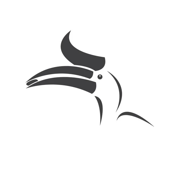 Vektor Von Hornvogel Black Design Wilde Tiere Vogel Einfach Editierbare — Stockvektor