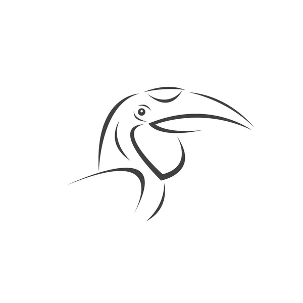 Vector Hornbill Design Noir Animal Sauvage Oiseau Illustration Vectorielle Couches — Image vectorielle