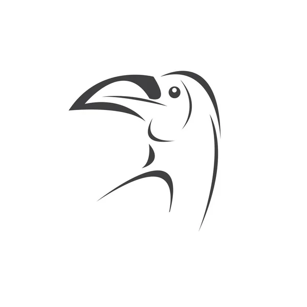 Vector Hornbill Diseño Negro Animal Salvaje Bird Fácil Ilustración Vectores — Vector de stock