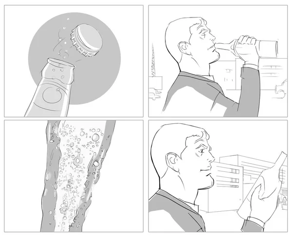 Travailleur avec des storyboards de bière — Photo
