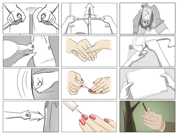 Kéz gesztus storyboards — Stock Fotó