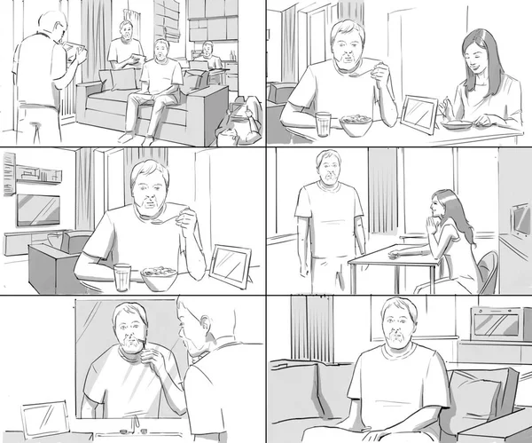 Storyboards about couple homelife — Stock Photo, Image