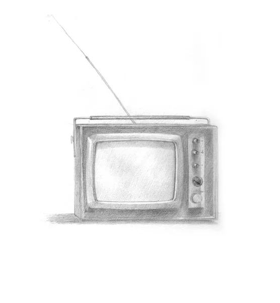 Desenho a lápis de uma tv retro — Fotografia de Stock