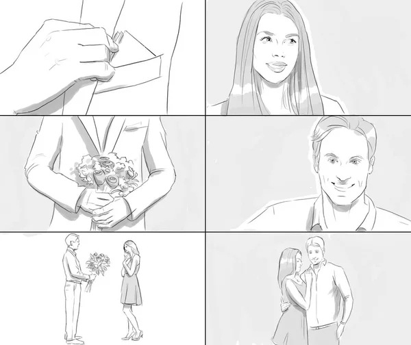 Storyboard about a date — Stock Photo, Image