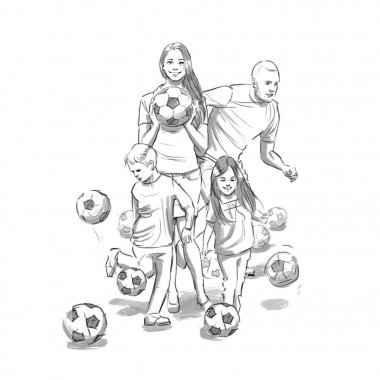 Futbol topları ile aile