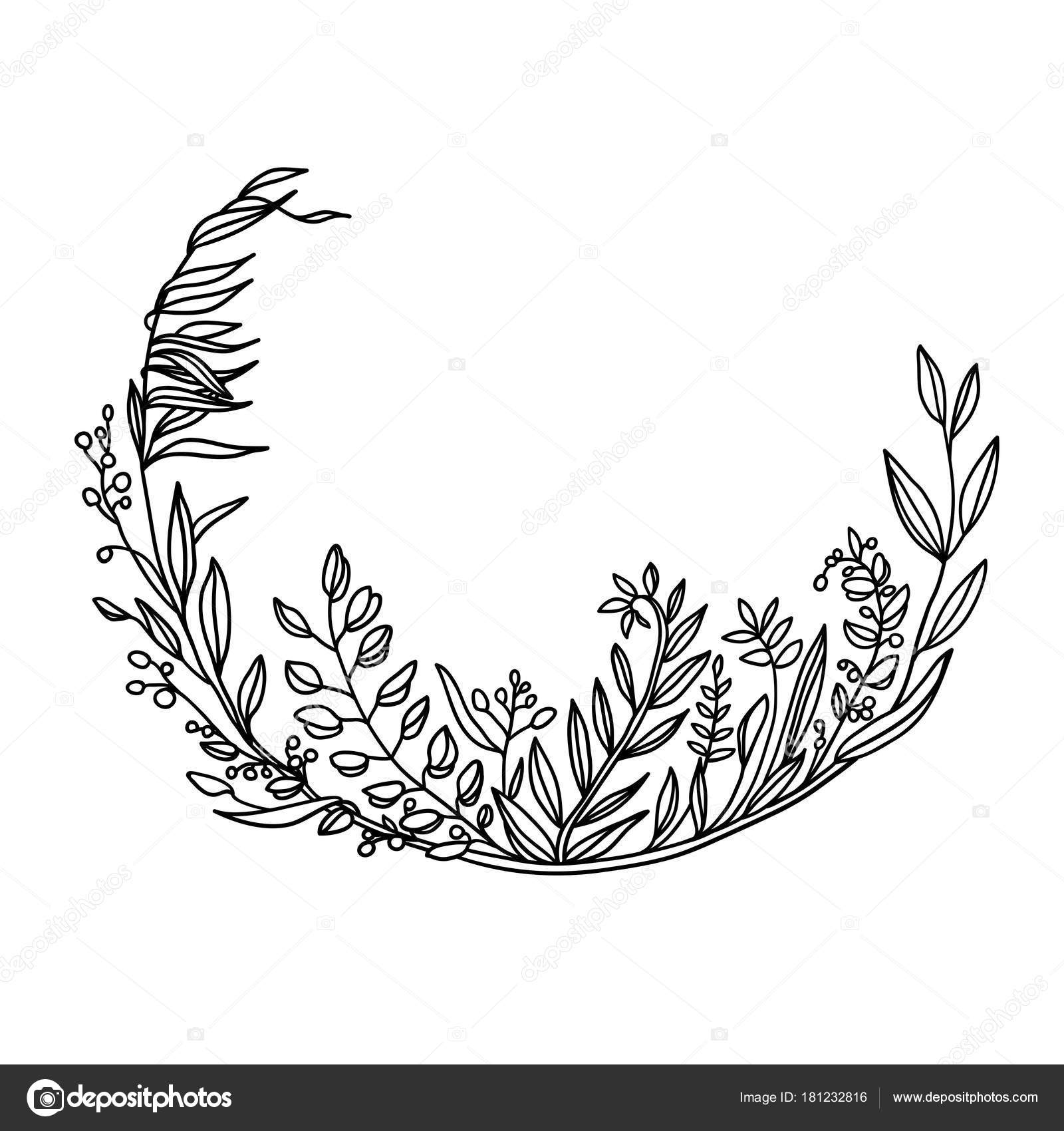 Wreath Flowers Wreath Flowers Botanical Flower Silhouette Art — Stock