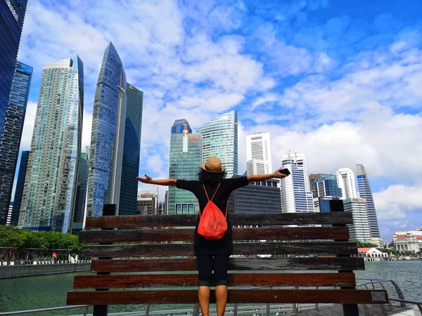 Turista Marina Bay Singapore — Fotografia de Stock