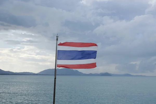 Thai Zászló Fúj Szél — Stock Fotó