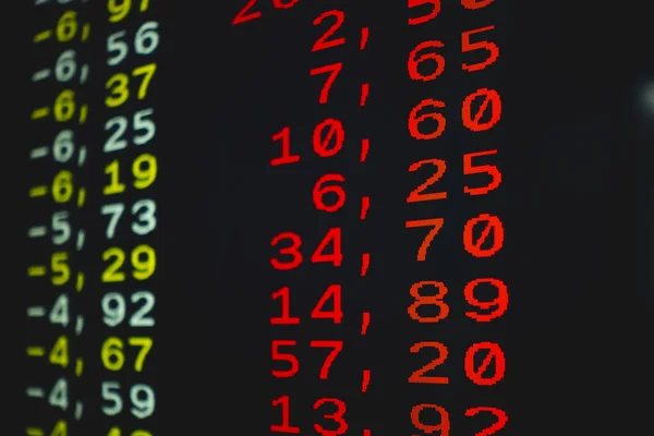 Aumentos Perdas Valores Ações Mercado Ações Mostrados Teletexto — Fotografia de Stock
