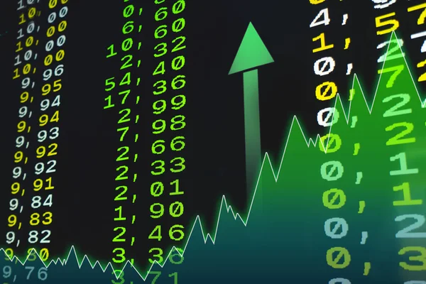 Valores Bursátiles Números Verdes Que Muestran Aumento Los Precios Las —  Fotos de Stock