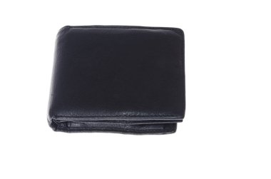 siyah deri cüzdan veya çantanızda izole bir arka plan üzerinde para için
