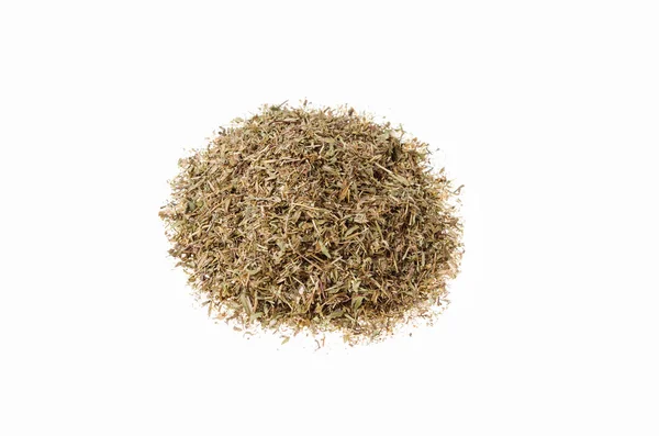 Dry chopped herbs of thyme on a white background — Stock Photo, Image